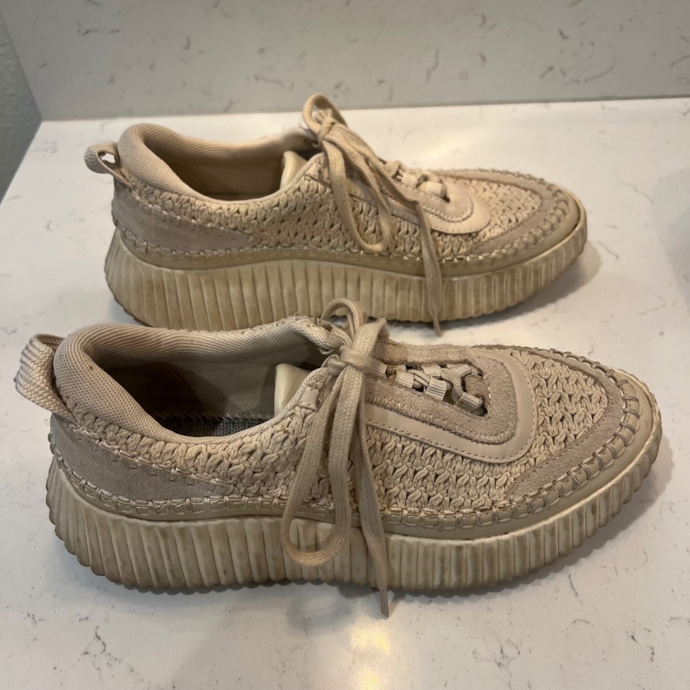 Dolce Vita Woven Espadrille Sneakers Size 8 Beige Casual Shoes - Picture 2 of 9